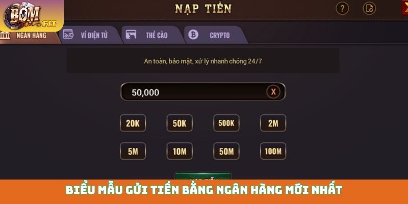 Biểu mẫu gửi tiền bằng ngân hàng mới nhất
